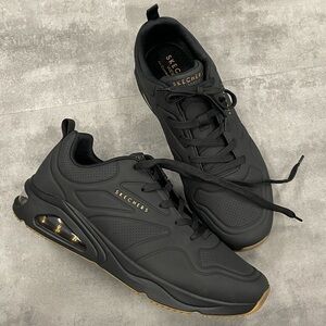 Mens Skechers wide fit Tres-Air Uno Casairal 13 wide black tennis shoes